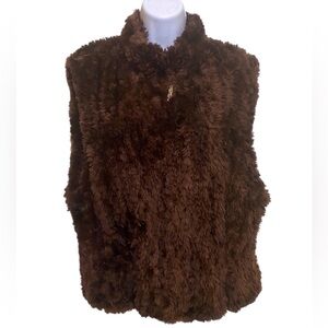 Brown beaver fur knitted vest